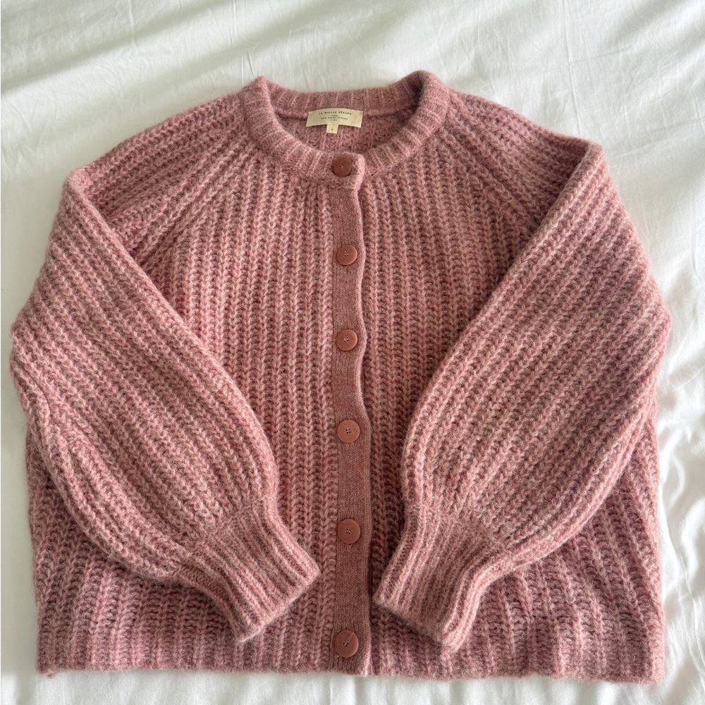 Sézane Emile Cardigan Mottled Pink EUC
